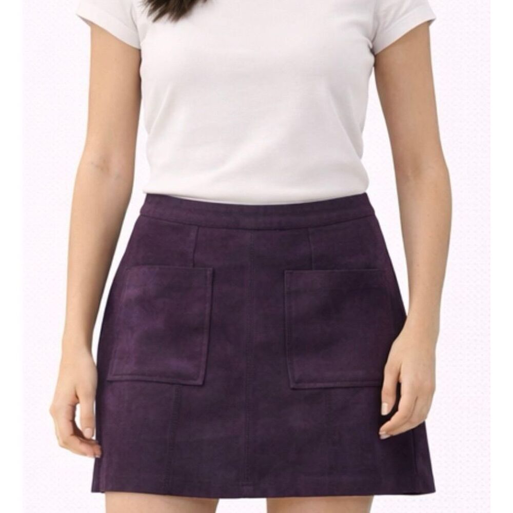 Old Navy Burgundy faux suede pocket front mini skirt 8